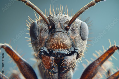 Detailed close up view of a bug's face, suitable for science or nature publications