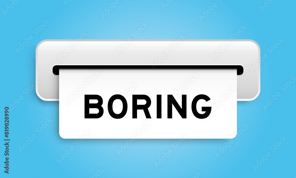 White coupon banner with word boring from machine on blue color background White coupon banner with word boring from machine on blue color background