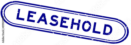 Grunge blue leasehold word rubber seal stamp on white background