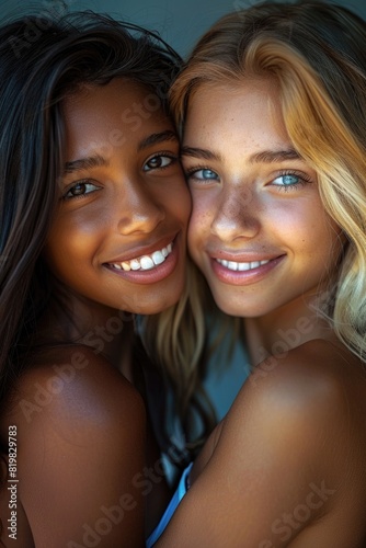 Two beautiful women posing for a picture, suitable for social media or fashion blog