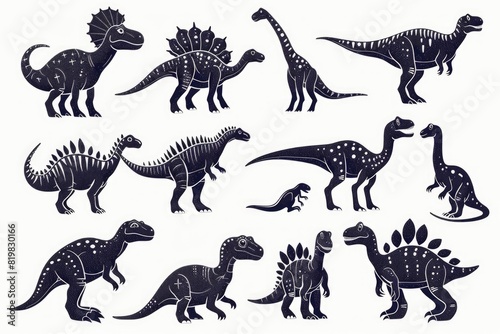 Fototapeta Naklejka Na Ścianę i Meble -  A diverse collection of different types of dinosaurs. Ideal for educational materials or children's books
