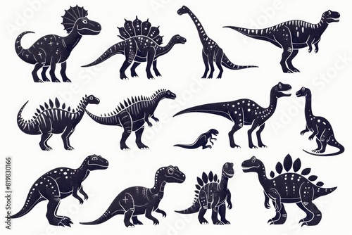 A diverse collection of different types of dinosaurs. Ideal for educational materials or children s books