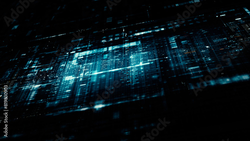 Futuristic screen display matrix, hi-tech digital data telemetry with encrypted numbers, display dynamic background for computer desktop screen display format