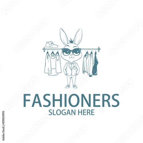 Bunny's fashionista logo vector illustration