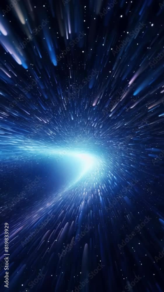 A blue and white spiral galaxy with stars and a bright light. Concept ...