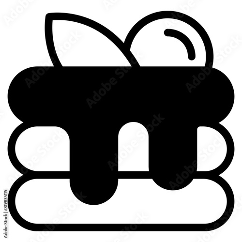 Breakfast pancakes with syrup and butter icon for food apps and websites