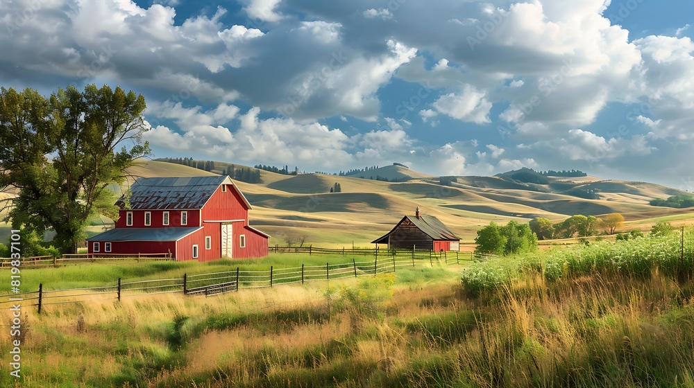 Serene Countryside Retreat: A Quaint Rural Farmhouse Nestled Amidst Nature's Embrace, Inviting Tranquility and Rustic Charm (Image: A_rural_farmhouse_wit-46470.jpg