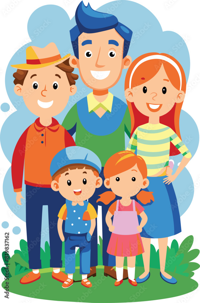 Flat illustration of a happy family, vector illustration. Flat illustration of a happy family, vector illustration.