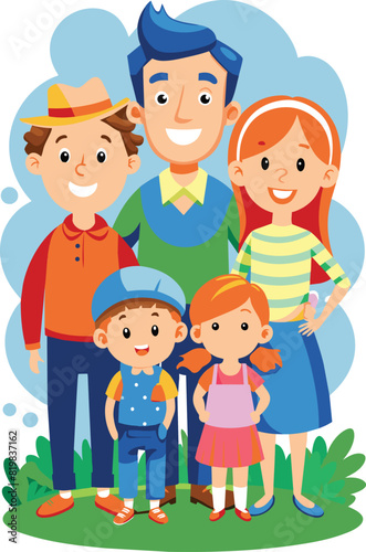 Flat illustration of a happy family  vector illustration.