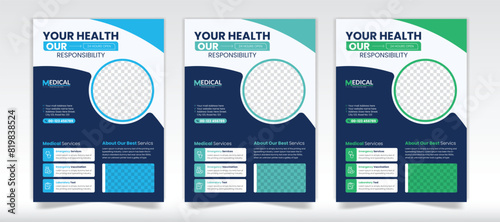 Medical services flyer template design layout