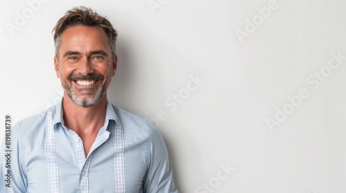 Smiling Mature Man in Casual Shirt photo
