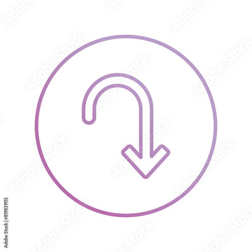 u turn icon with white background vector stock illustration