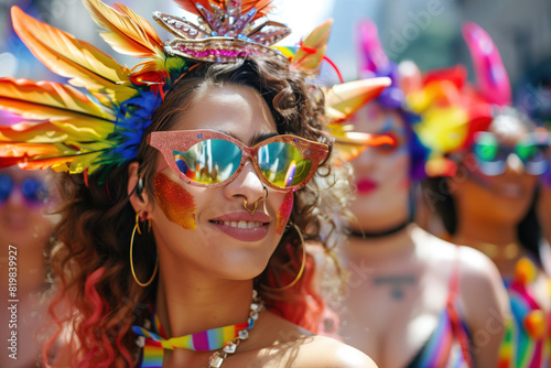 Vibrant Celebration at Pride Festival with Colorful Costumes.