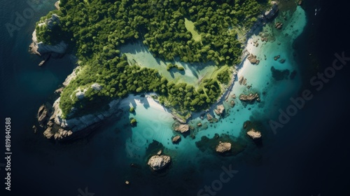 Aerial photography of blue sea a tropical island in the ocean © Kosvintseva