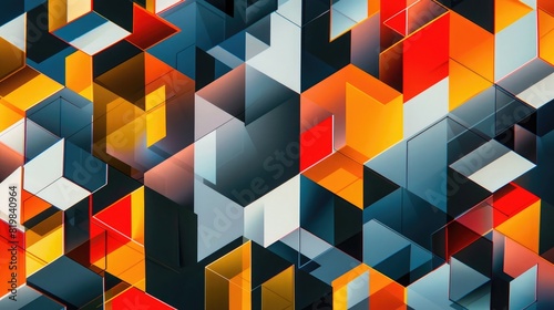An abstract pattern of geometric shapes, creating a sense of depth and movement.