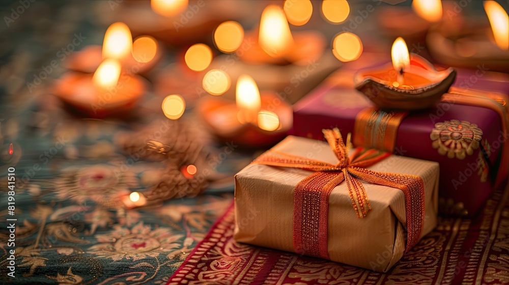 Sophisticated mementos and presents for Diwali, simplistic yet celebratory amidst a contrasting backdrop, ample room for written messages Sophisticated mementos and presents for Diwali, simplistic yet celebratory amidst a contrasting backdrop, ample room for written messages