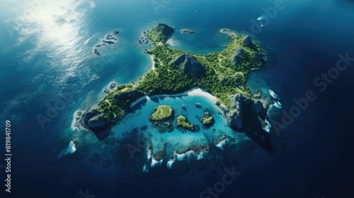 Aerial photography of blue sea a tropical island in the ocean © Kosvintseva