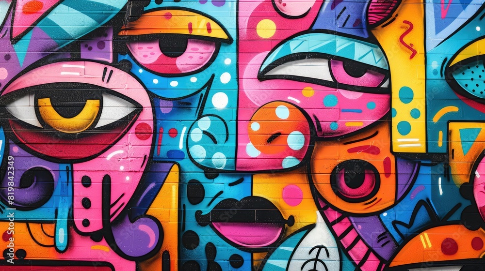 Obraz premium Vibrant Urban Art-Influenced Graffiti Pattern