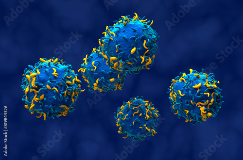 CAR T cells - isometric view 3d illustration