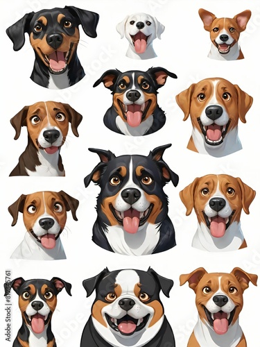 Set of funny dog heads