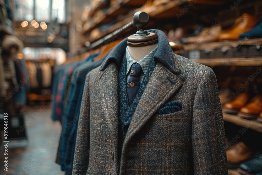 Men elegant clothing showcase