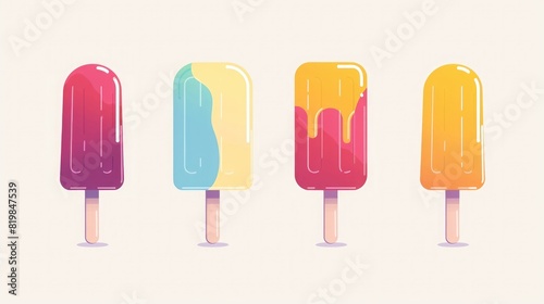 A variety of popsicles are shown. The flavors include cherry  lemon  orange  and strawberry.
