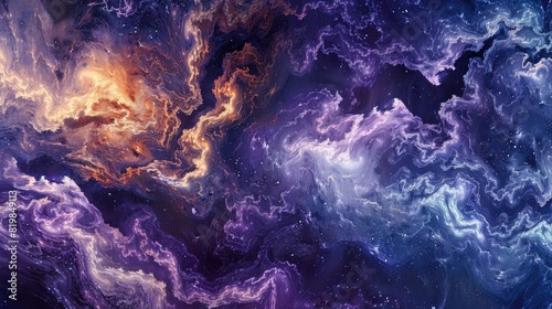 An abstract representation of the cosmos, with swirling patterns of stars and galaxies. photo