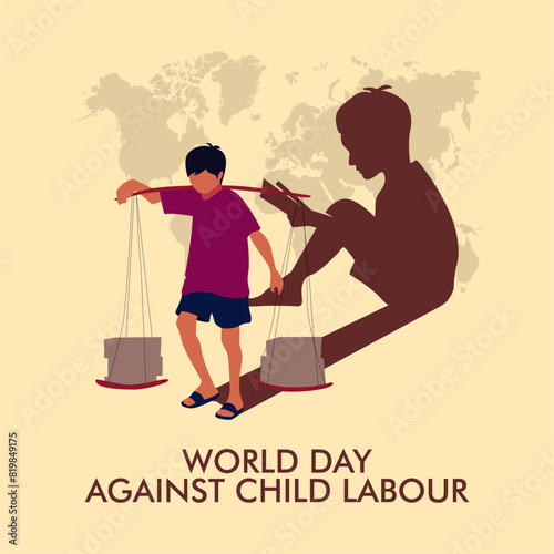 world day against child labour background template vector