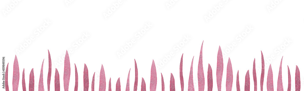 Grass silhouette. Natural template for print design. Hand painted with watercolors. Autumn lawn. Lawn border. White background Grass silhouette. Natural template for print design. Hand painted with watercolors. Autumn lawn. Lawn border. White background