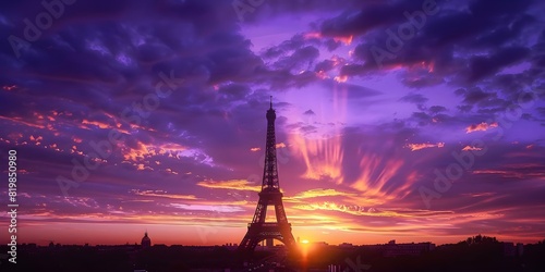 Eiffel Tower at Sunset: A Stunning View of Paris. Concept Travel, Photography, Landmarks, Paris, Sunset © Ян Заболотний