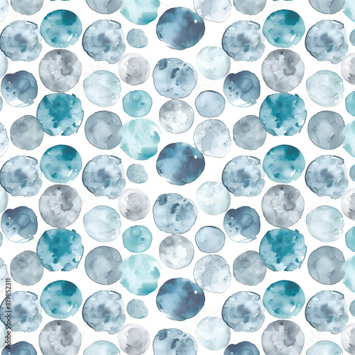 Motif à pois all-over, tons clairs gris et bleus, illustration poétique à l'aquarelle photo