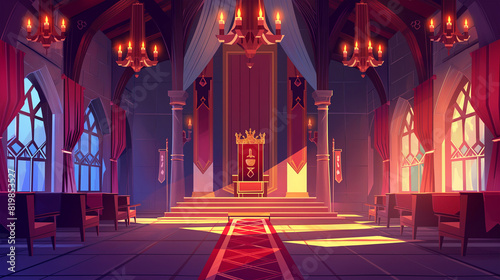 Cartoon, Royal room of king isolation background, Illustration © AI-Stocks