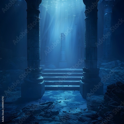 Mysterious Underwater Ruins: An Abandoned Podium Amidst Ancient History photo