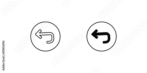 turn left icon with white background vector stock illustration