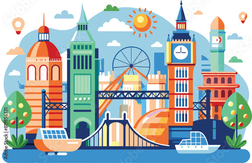 AdFlat illustration of travel destination London, vector illustration.