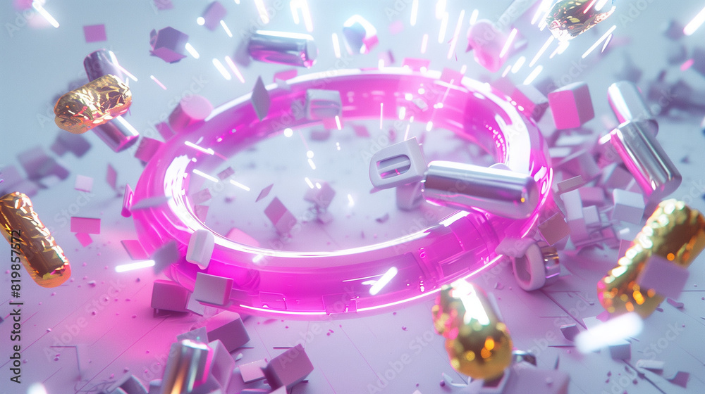 Fototapeta premium Pink circle in motion background