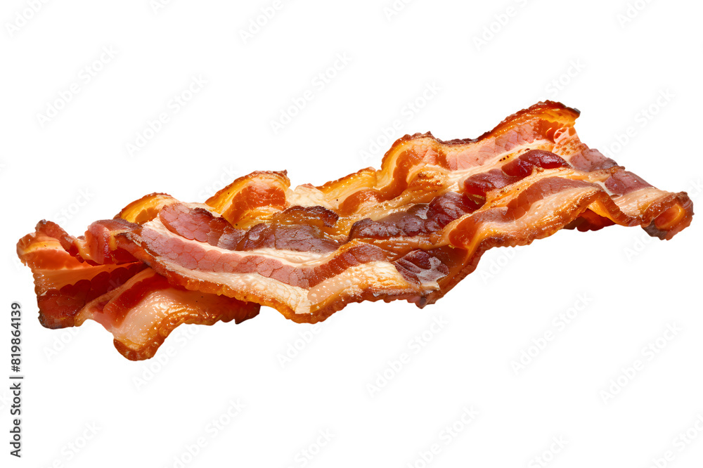Crispy fried bacon slice isolated on transparent background Crispy fried bacon slice isolated on transparent background