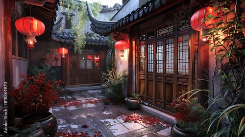 Embracing Tradition: Serene Moment Captured in Authentic Chinese Setting, Elegantly Reflecting Centuries of Culture and Heritage - A Captivating Snapshot of Tranquility.