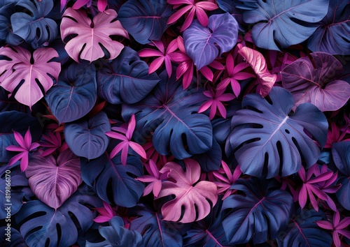 Multiple purple and pink leaves stacked on top of each other