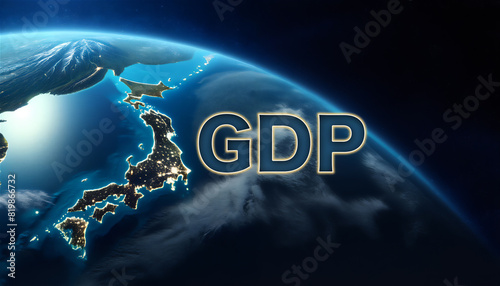 GDP国内総生産のテキストと日本列島 photo