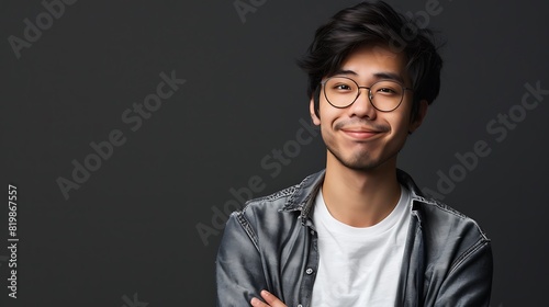 Quirky Young Asian Man in Casual Work Attire Making Funny Expression - Real Photo Concept © abangaboy