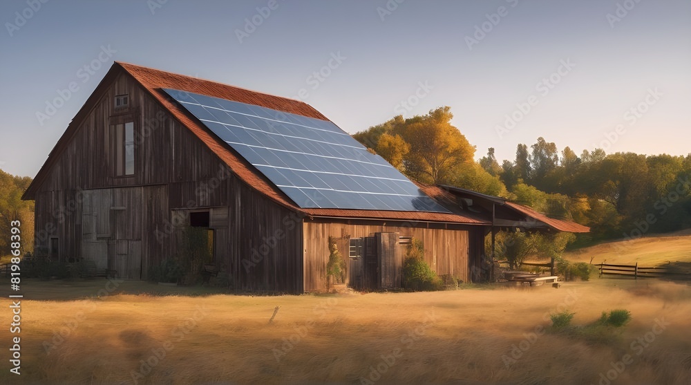Solar panel on a farm house roof. generative.ai Solar panel on a farm house roof. generative.ai