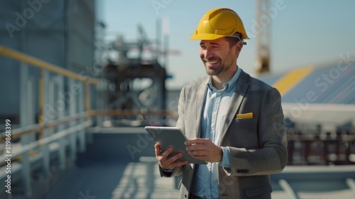 Engineer with Tablet at Construction Site