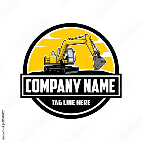 mini excavator company  logo vector image