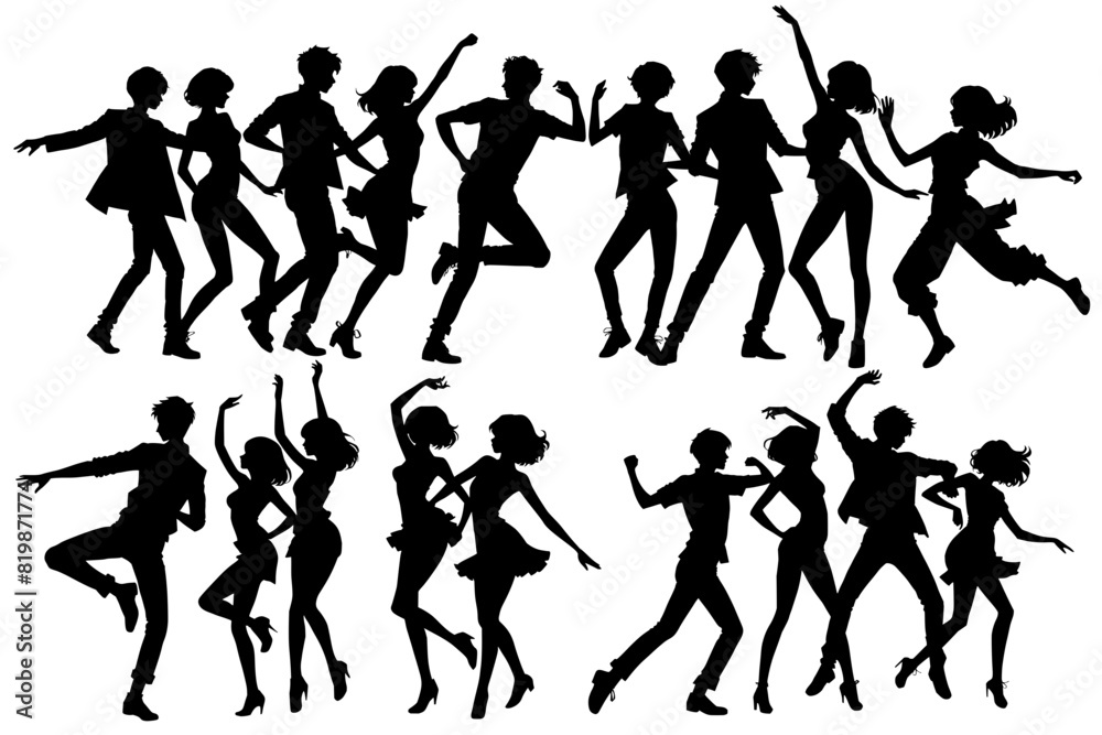 set of shadow dancing people vector set of shadow dancing people vector