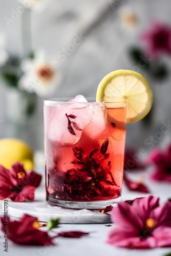 Wallpaper Mural A glass of pink drink with a slice of lemon on top Torontodigital.ca