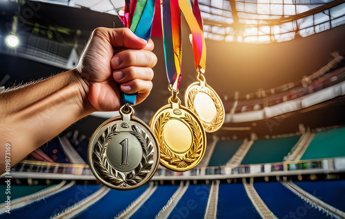 France Paris 2024 Summer Olympic Games sports competitions. Medals held in the stadium