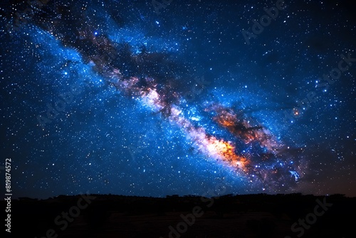 Spectacular Milky Way Galaxy Night Sky with Starry Milky Way Galaxy for Astrophotography and Science Education