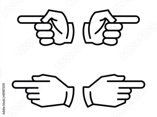 Illustration of Pointing Hand Gestures in Different Directions on a White Background

description