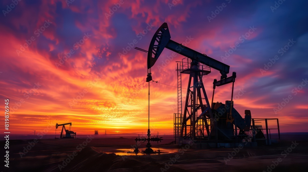 crude oil pump on a twilight sky